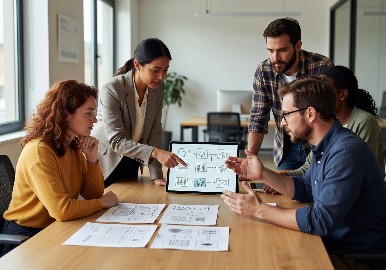 The founding team of Socialplaygroundcentrl discussing farm UI layouts