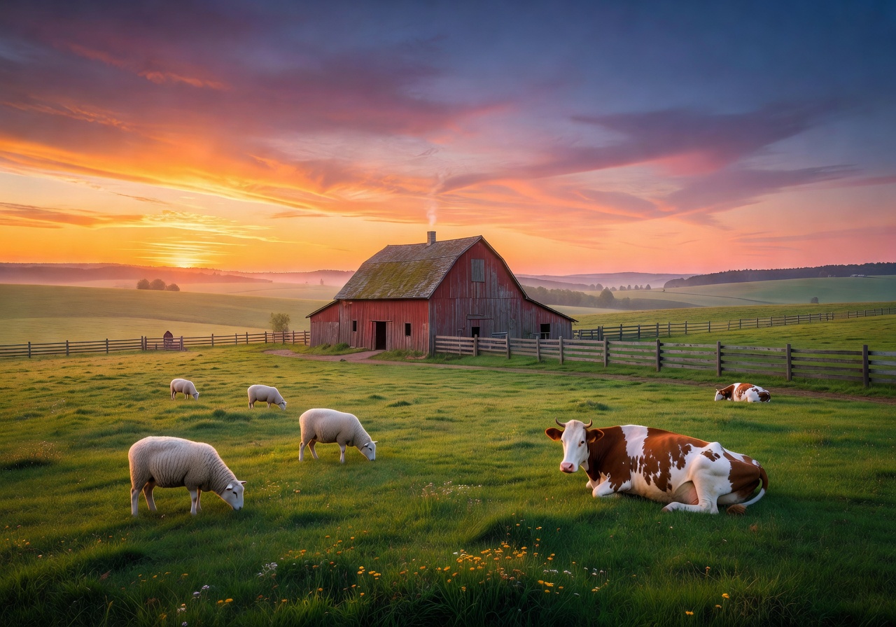 Relaxing countryside sunset meant to promote a calm and healthy gaming environment